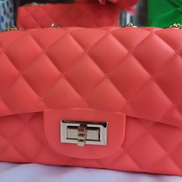 Orange Jelly Crossbody Bag with Flower Clip - Picture 5 of 6